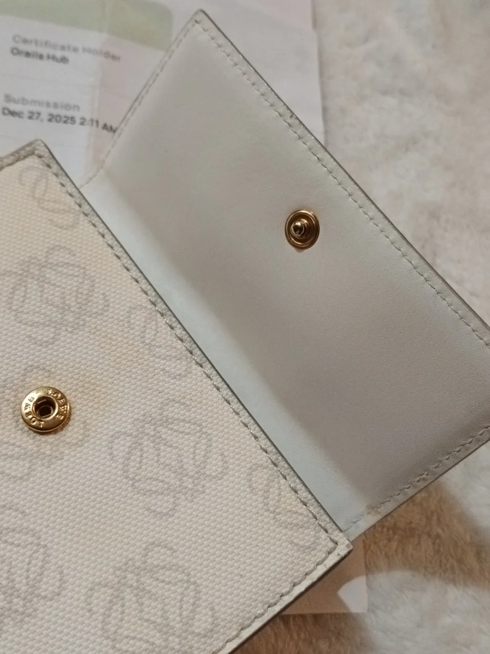 Loewe White Anagram Canvas Bifold Wallet + COA in LIKE NEW CONDITION